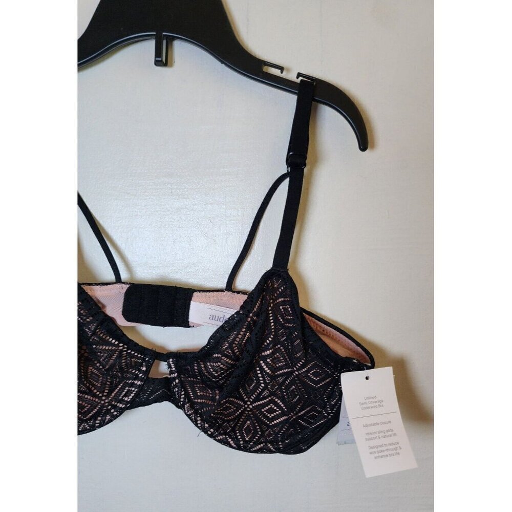 New Auden Women's Black & Pink Lace underwire Adjustable Straps Bra Size 34B - Picture 2 of 5